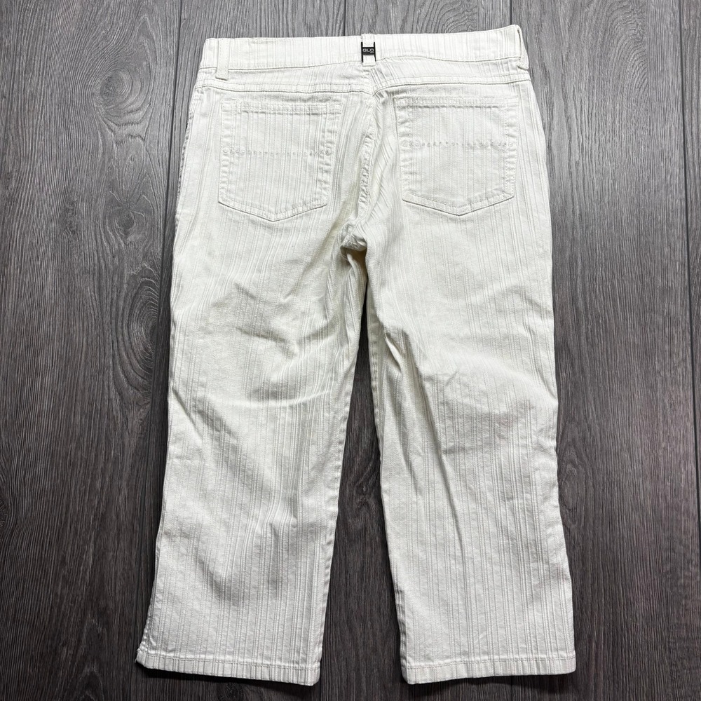 Vintage Y2K GLO White Textured Stripe Capri 30W Pants Mid Rise Cropped Trousers - Picture 4 of 9